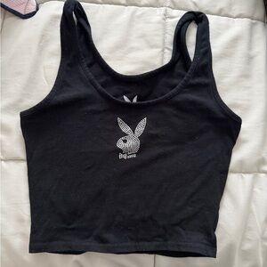 Playboy Rhinestone Cropped Tank